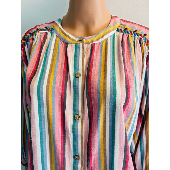 Xirena Charlie Shirt size small striped embroidered in painted sunset boho - Picture 5 of 9